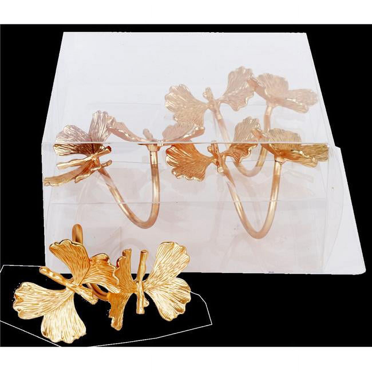 Picture of Schonfeld Collection 181518 Gold Butterflies Napkin Ring in PVC Box, Set of 4