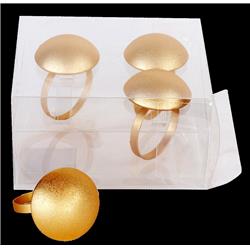 Picture of Schonfeld Collection 181830 Gold Button Napkin Ring in PVC Box, Set of 4