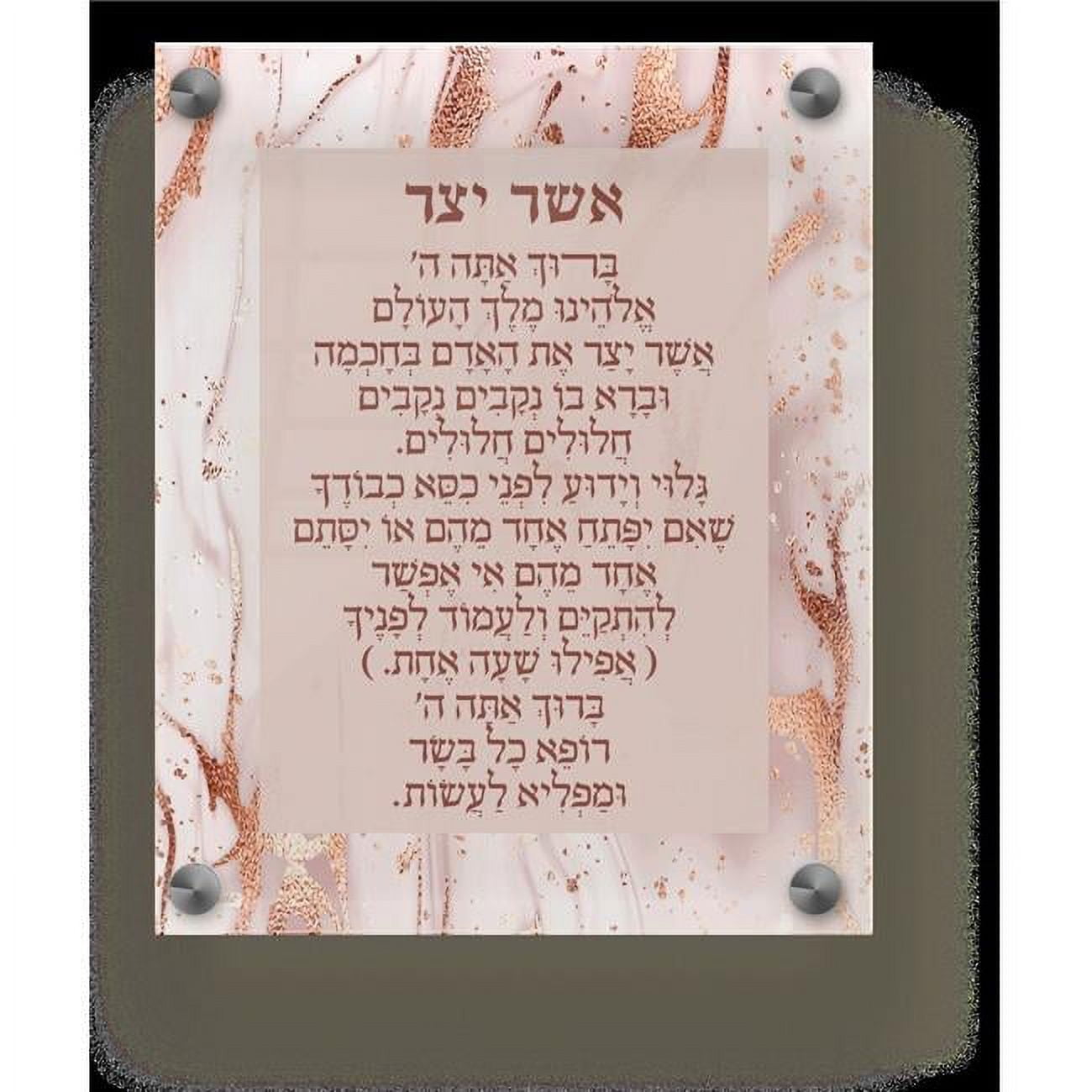 Picture of Schonfeld Collection 182147 9.5 x 11.5 in. Acrylic Asher Yatzar Ashkenaz Rose Gold Wall Frame