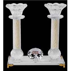 Picture of Schonfeld Collection 182289 7.5 in. Crystal Candle Holder Set on Base Golden Filling Gold Legs