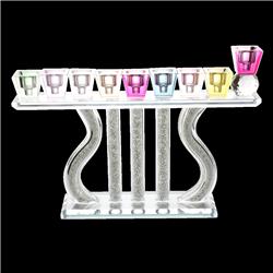 Picture of Schonfeld Collection 1802861 7 x 10.5 in. Crystal Menorah with Colored Tops & Stones