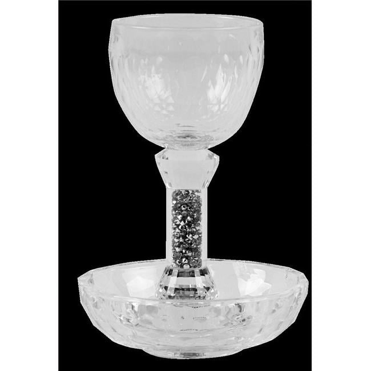 Picture of Schonfeld Collection 15692 6 x 4.5 in. Crystal with Silver Stones Kiddush Cup & Tray