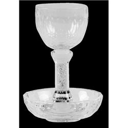 Picture of Schonfeld Collection 15691 6 x 4.5 in. Crystal with Light Silver Stones Kiddush Cup & Tray