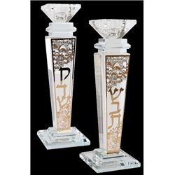 Picture of Schonfeld Collection 167051 9.5 x 1.5 in. Crystal & Gold Candlestick