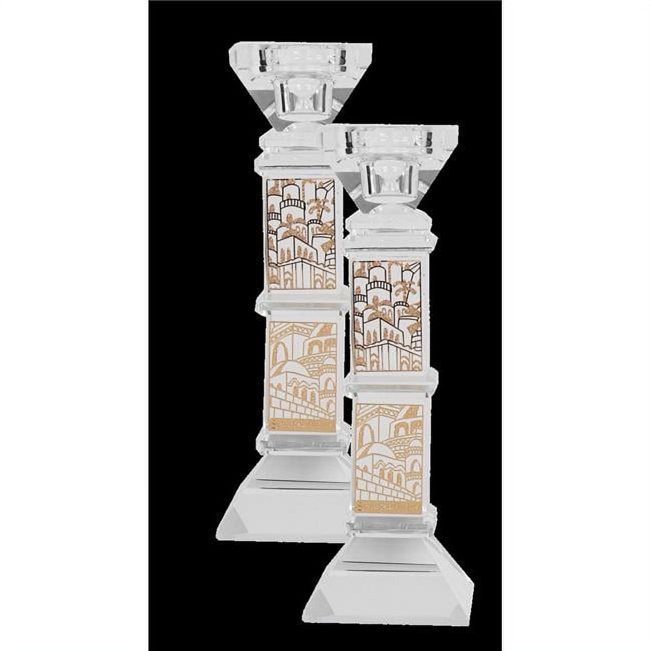 Picture of Schonfeld Collection 161037 7 in. Jerusalem Gold Crystal Candle Sticks