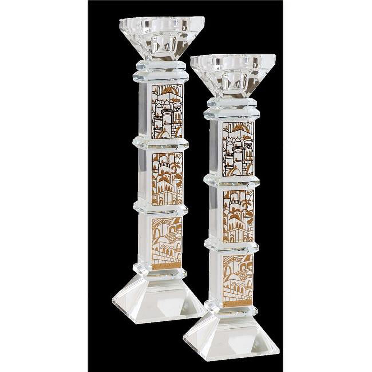 Picture of Schonfeld Collection 161047 9 x 1.25 in. Crystal & Gold Candlesticks