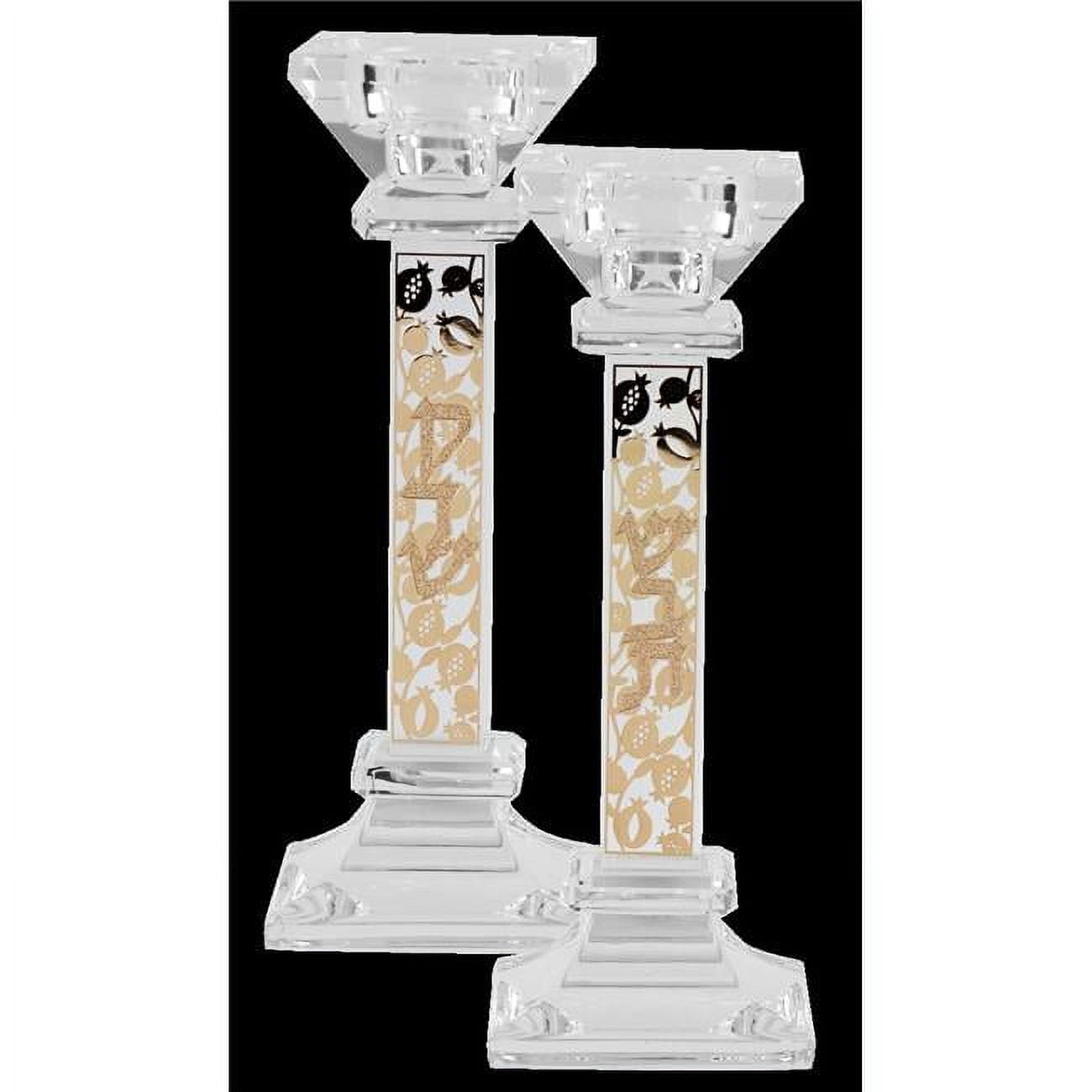 Picture of Schonfeld Collection 165581 7 in. Crystal Candlesticks with Gold Plate