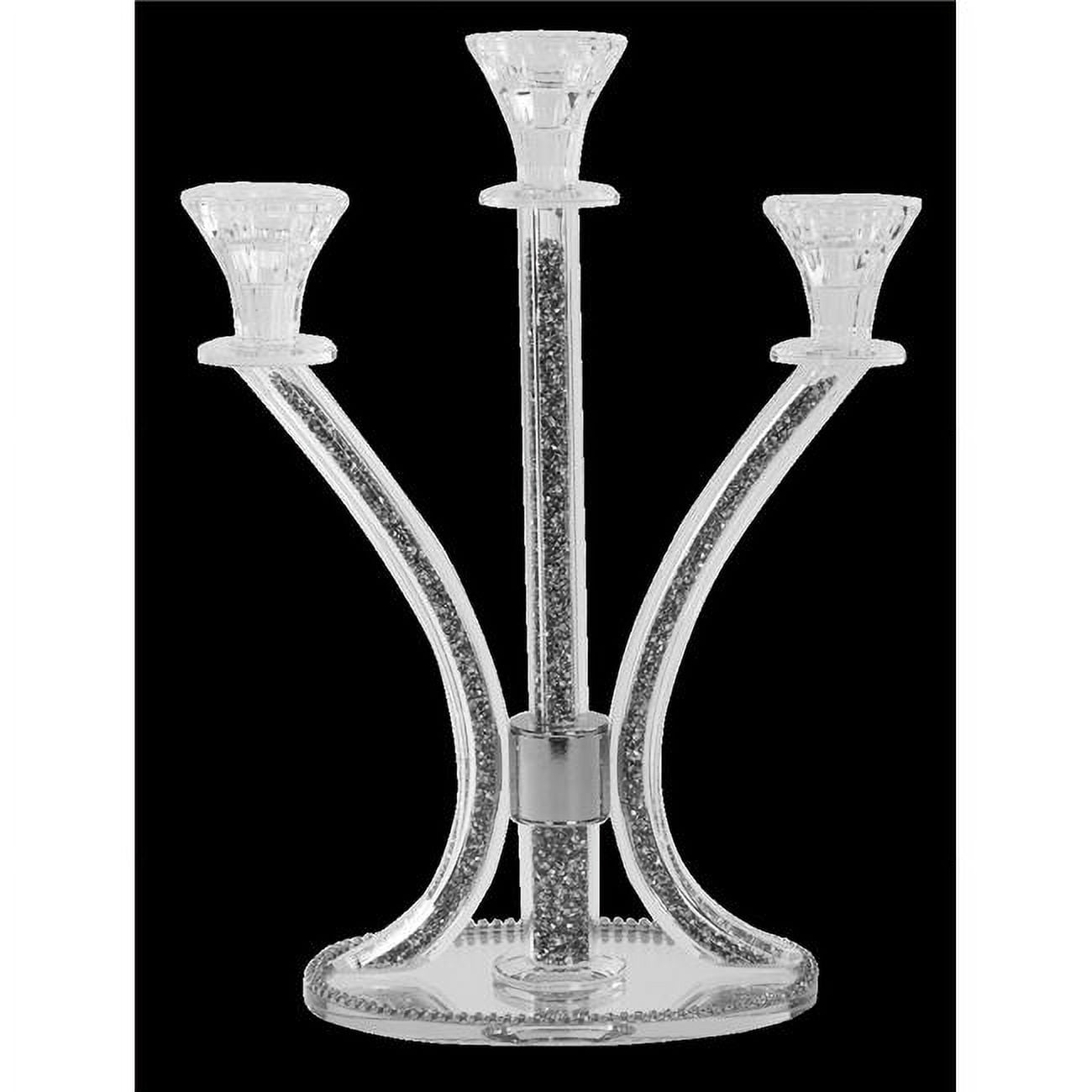 Picture of Schonfeld Collection 181595 14 in. 3 Silver Stones Candelabra
