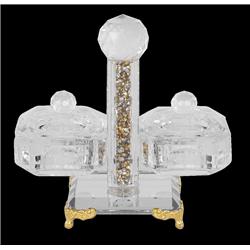 Picture of Schonfeld Collection 1800711 4.25 x 5.25 in. Crystal Salt Holder with Gold Legs & Crystals