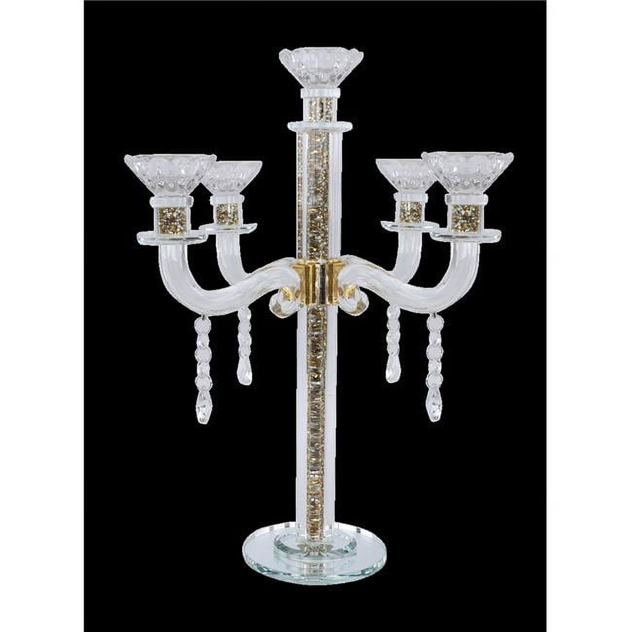 Picture of Schonfeld Collection ZX7645G 15.5 in. Royal Style 5 Branch Gold Filling Crystal Candelabra