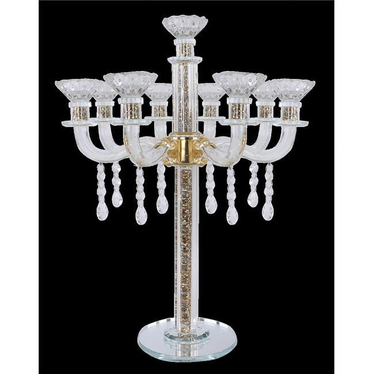 Picture of Schonfeld Collection ZX7649G 18.5 in. Royal Style 9 Branch Gold Filling Crystal Candelabra