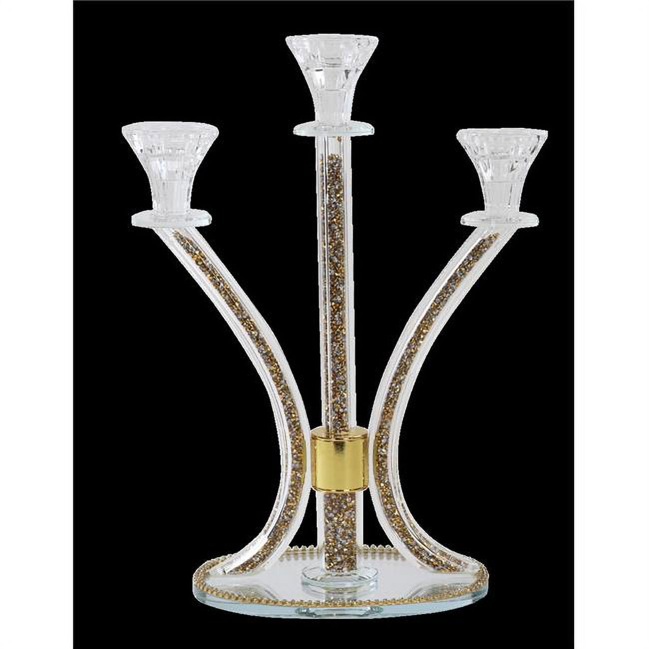 Picture of Schonfeld Collection 181679 14 in. 3 Gold-Silver Stones Candelabra