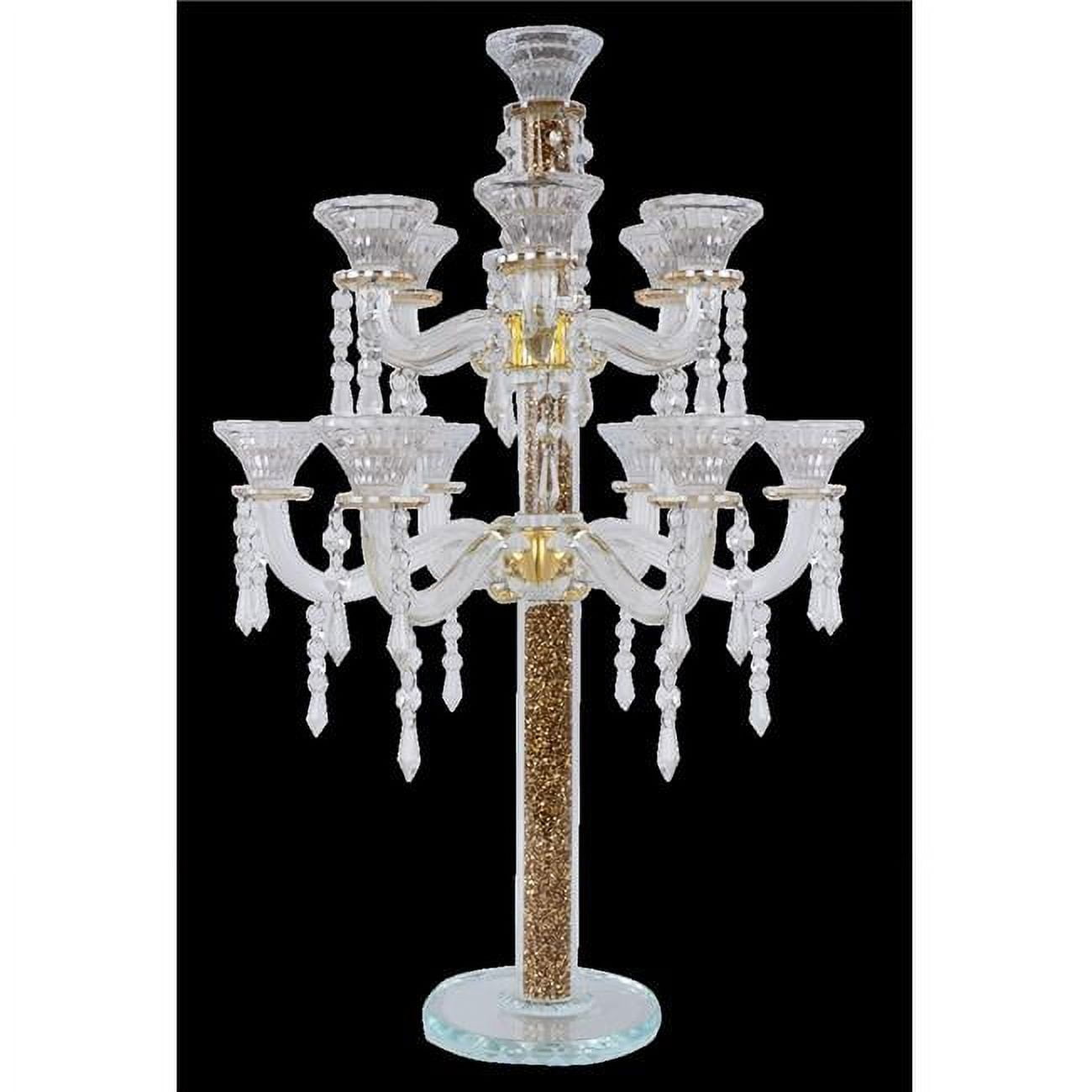 Picture of Schonfeld Collection 157101 25 in. Golden Crystal Filing 13 Branch Crystal Candelabra