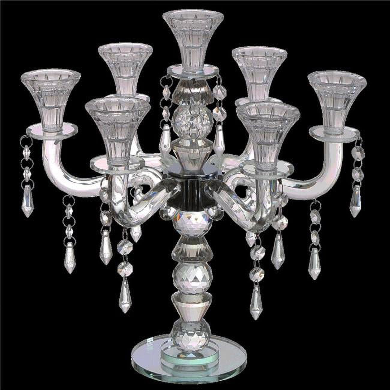 Picture of Schonfeld Collection 15880 14 in. 7 Branches Crystal Candelabra with Hanging Crystals