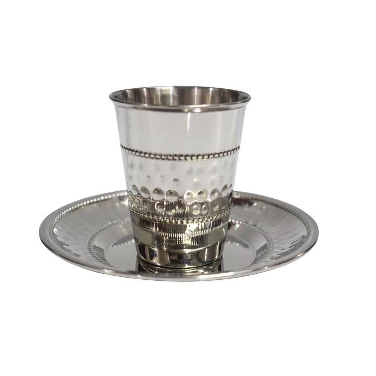 3 in. & 4.7 oz Stainless Steel Hammered Dotted Kiddush Cup Set, 12 per Case
