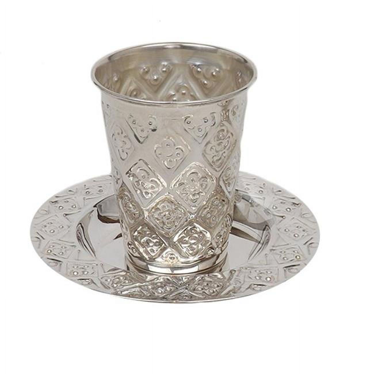 Picture of Elygant 58078 5.5 oz Diamond Design 925 Silver Coated Kiddush Cup Set