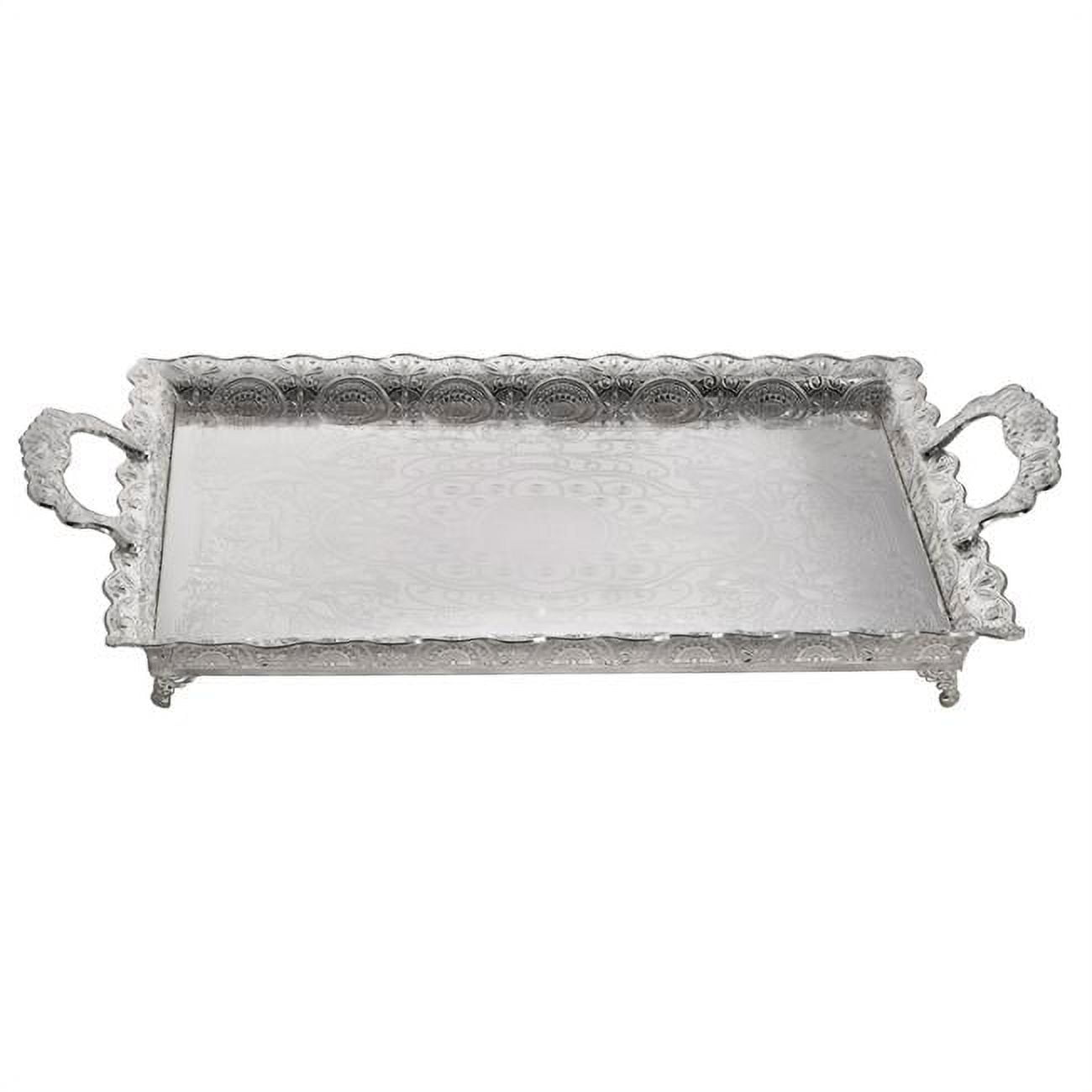 Picture of Nua 58168 21.5 x 16 in. Filigree Silver Plated Large Tray for Candles