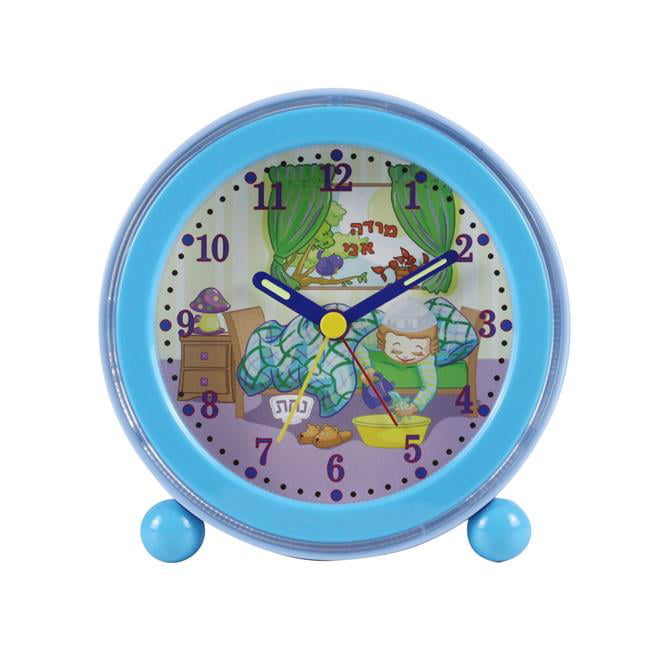 4.5 x 4.5 x 1.75 in. Modeh Ani Singing Alarm Clock, Boy Light Blue - 6 per Pack