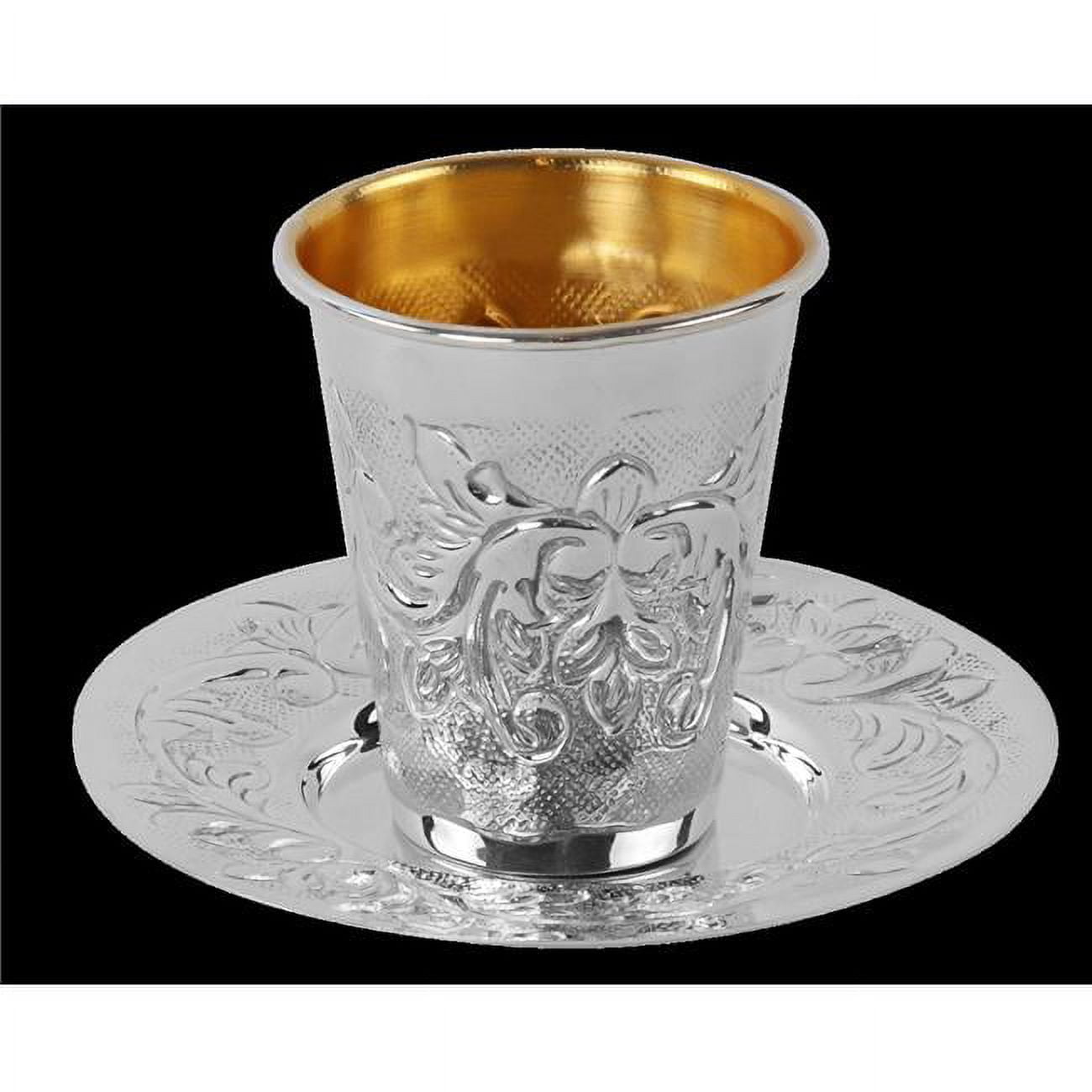 Picture of Elygant 59366 925 Silver Coated Kiddush Cup with Tray