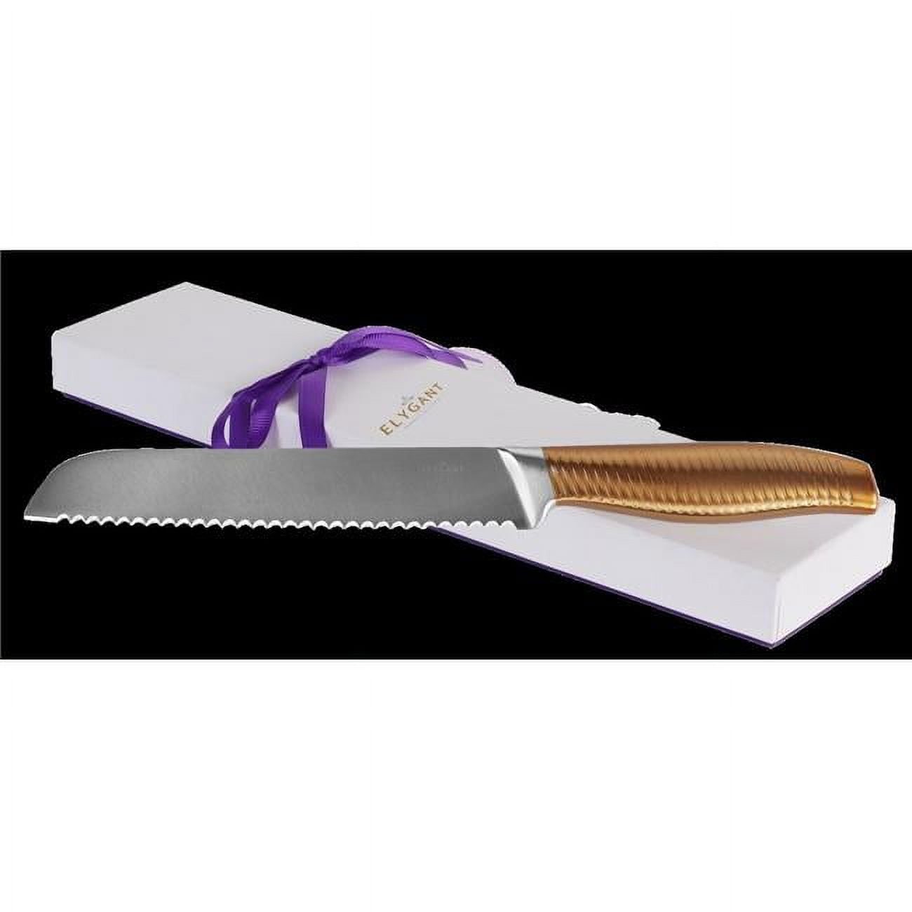 Picture of Elygant 59426 13 in. Stainless Steel Swivel Striped Knife with Gold Handle