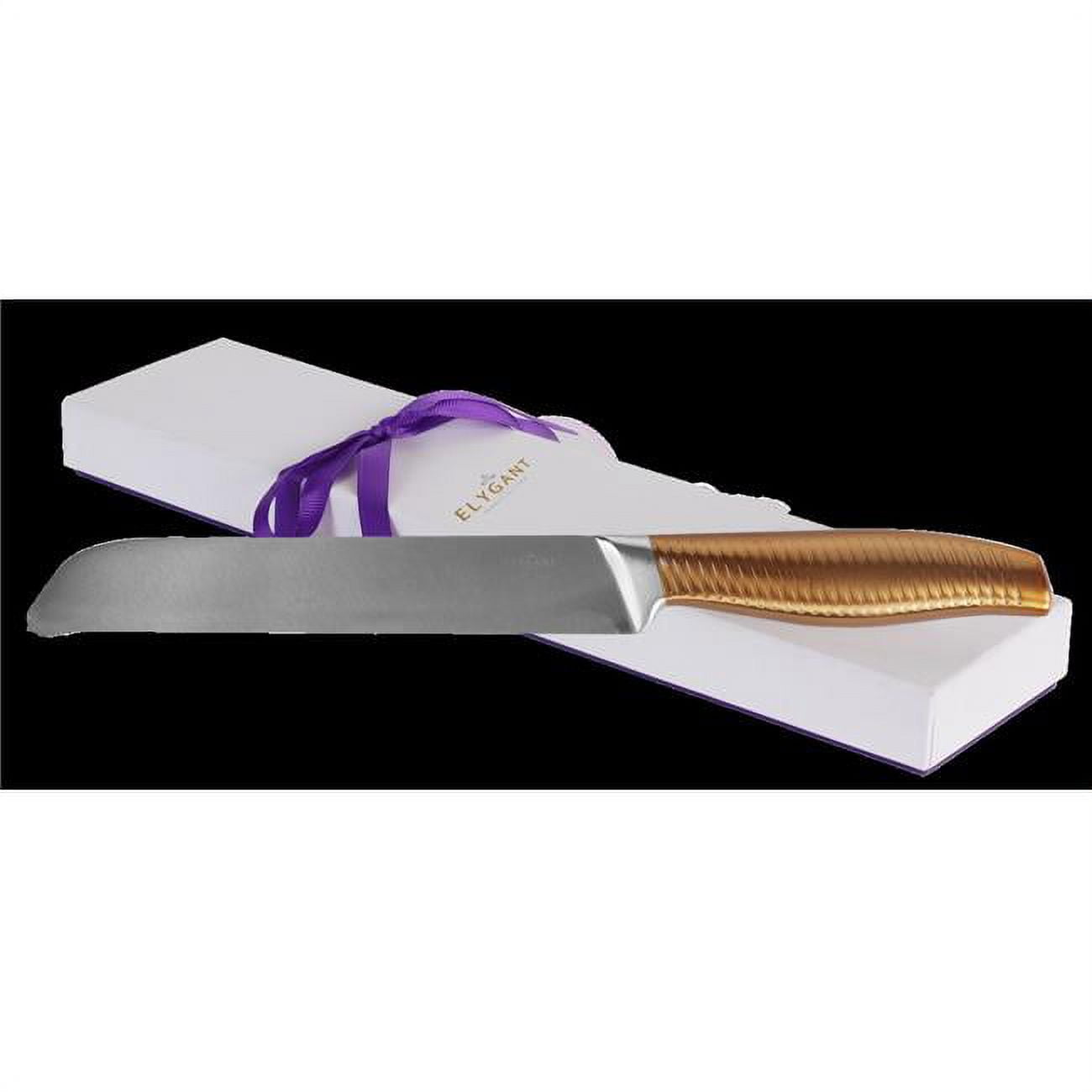 Picture of Elygant 59427 13 in. Stainless Steel Non Serrated Swivel Striped Knife with Gold Handle