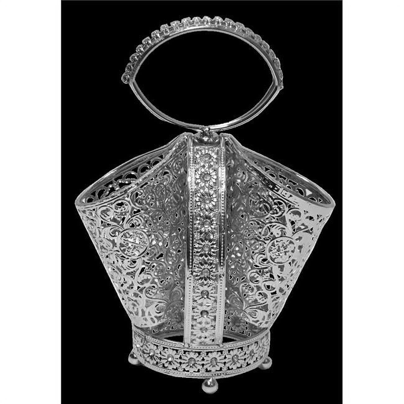 10 x 8 in. 2 Section Silver Plated Cutlery Holder with Diamonds