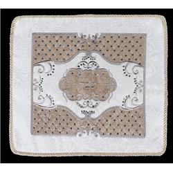 17 x 15 in. Medium Brocade Quilted Challah Cover with Crystal Stones, Hard Plastic
