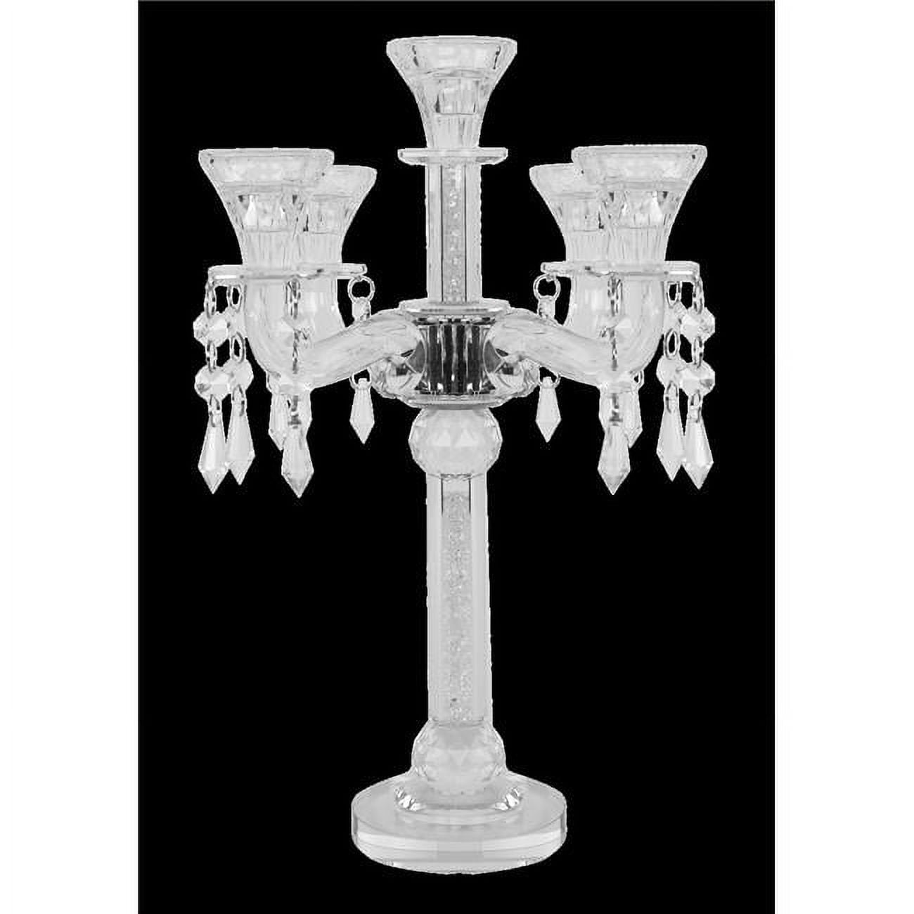 Picture of Schonfeld Collection 16677 14.75 in. 5 Lights Crystal Candelabra with Filled Stones & Hanging Crystals