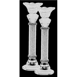 Picture of Schonfeld Collection 16972 9 in. Crystal with Light Silver Stone Candlesticks