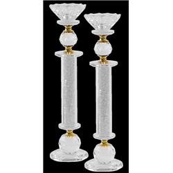 Picture of Schonfeld Collection 16976 11 in. Crystal Gold with Light Silver Stones Candlesticks