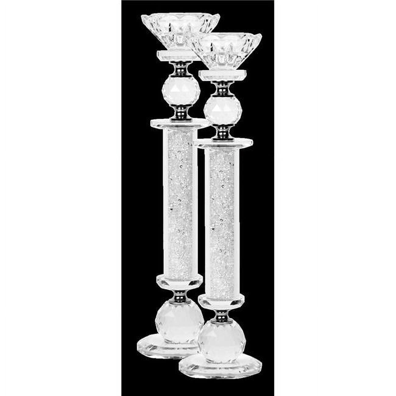 Picture of Schonfeld Collection 169761 11 in. White Stones Crystal Candlesticks&#44; Large - Set of 2