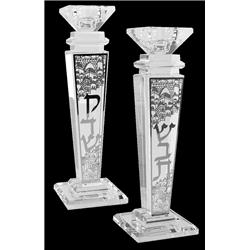 Picture of Schonfeld Collection 16705 9.5 x 1.5 in. Crystal & Silver Candlesticks