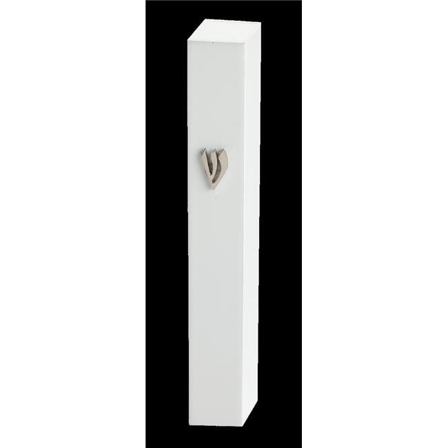 Picture of Art Judaica 23589 12 cm Mezuzah with Metal Shin, Sparkle White