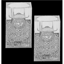 Picture of Schonfeld Collection 160175 3 x 2 in. Crystal & Silver Tealight Candle Holder