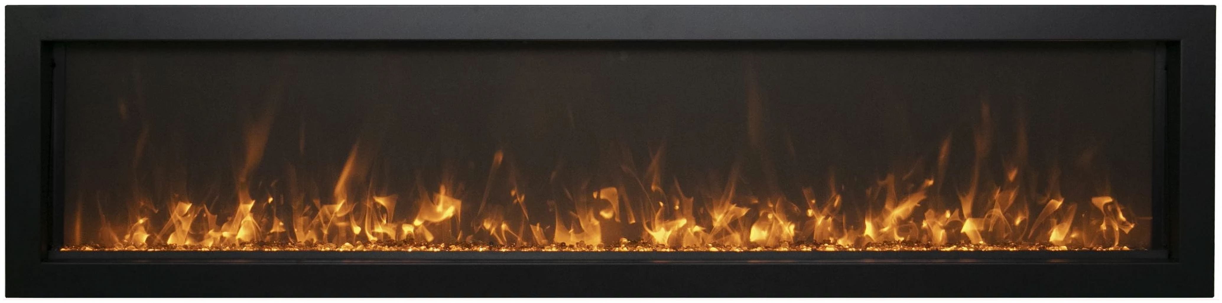 Picture of Amantii BI-60XTRASLIM 60 in. Built-in Extra Slim Indoor & Outdoor Electric Fireplace with Black Steel Surround