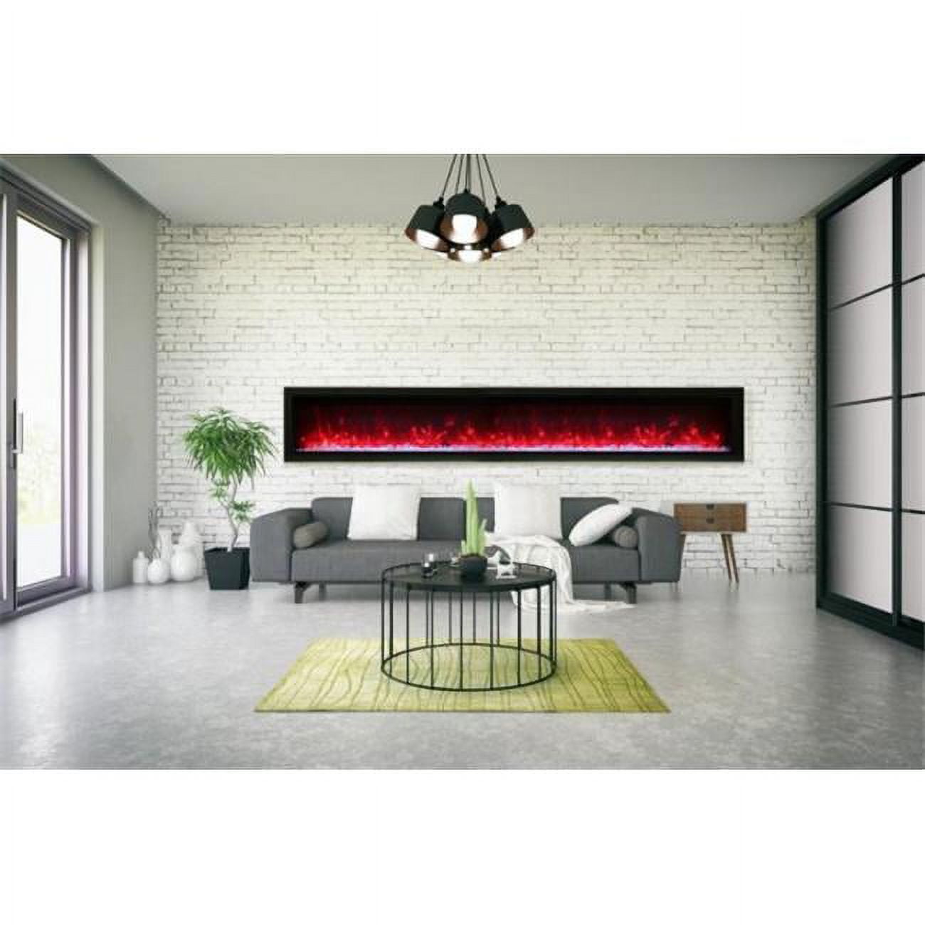 Picture of Amantii SYM-100-B 100 in. Basic Clean-Face Electric Built-In with Glass, Black Steel Surround