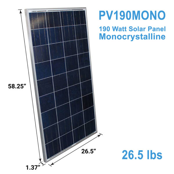 Picture of AIMS Power PV190MONO 190W Rigid Monocrystalline Solar Panel