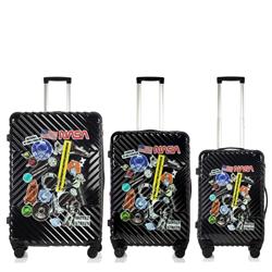 Picture of America&apos;s Travel Merchandise FN2226-BLK Mission Patches Collection Black Luggage Set (21/26/29&apos;)