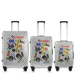 Picture of America&apos;s Travel Merchandise FN2226-S Mission Patches Collection Silver Luggage Set (21/26/29&apos;)