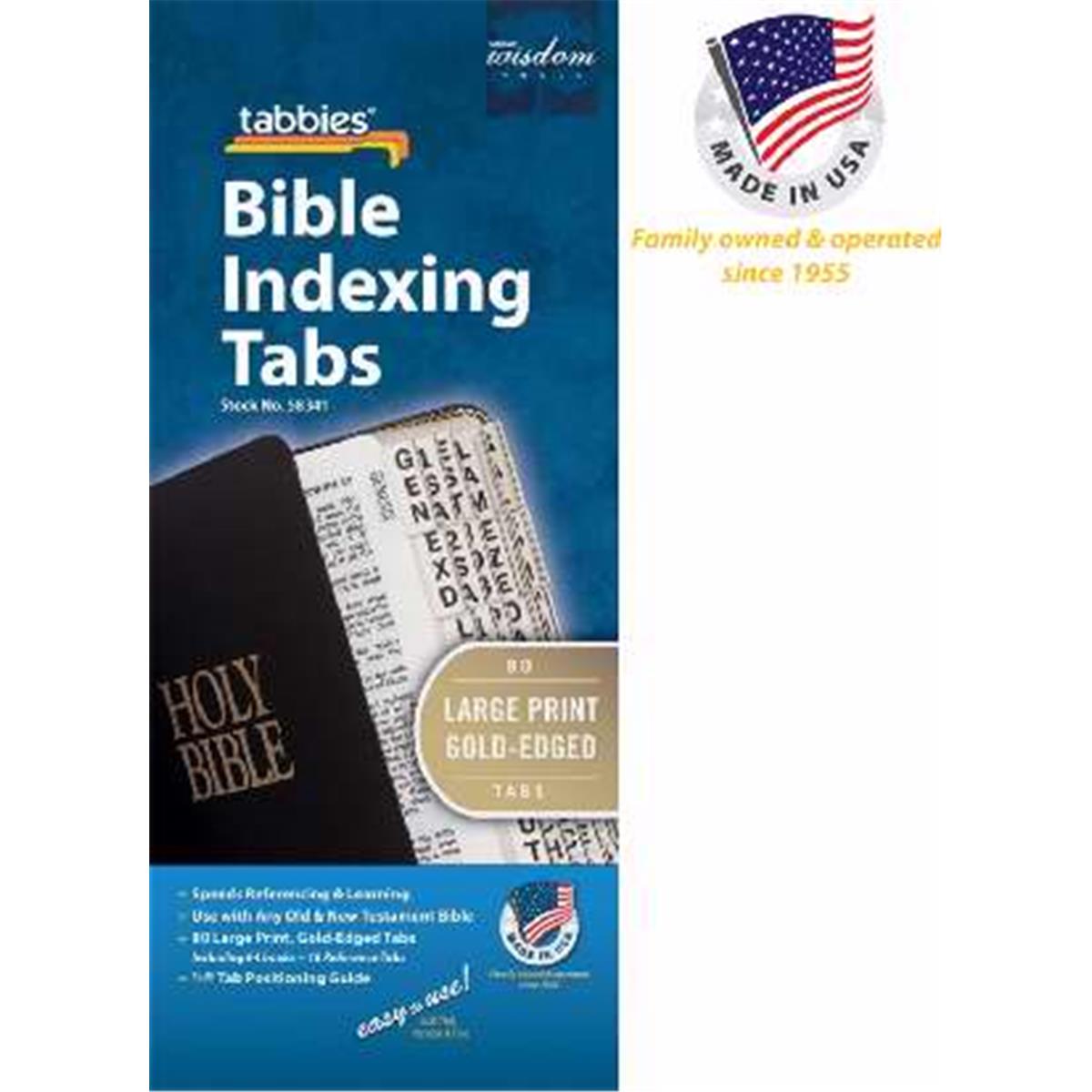 BIBLE INDEXING TABS- LARGE PRINT OT & NT, 84 GOLD-EDGED TABS, 1"L-1/4" EXT, 10 PKS/BX, 10PK
