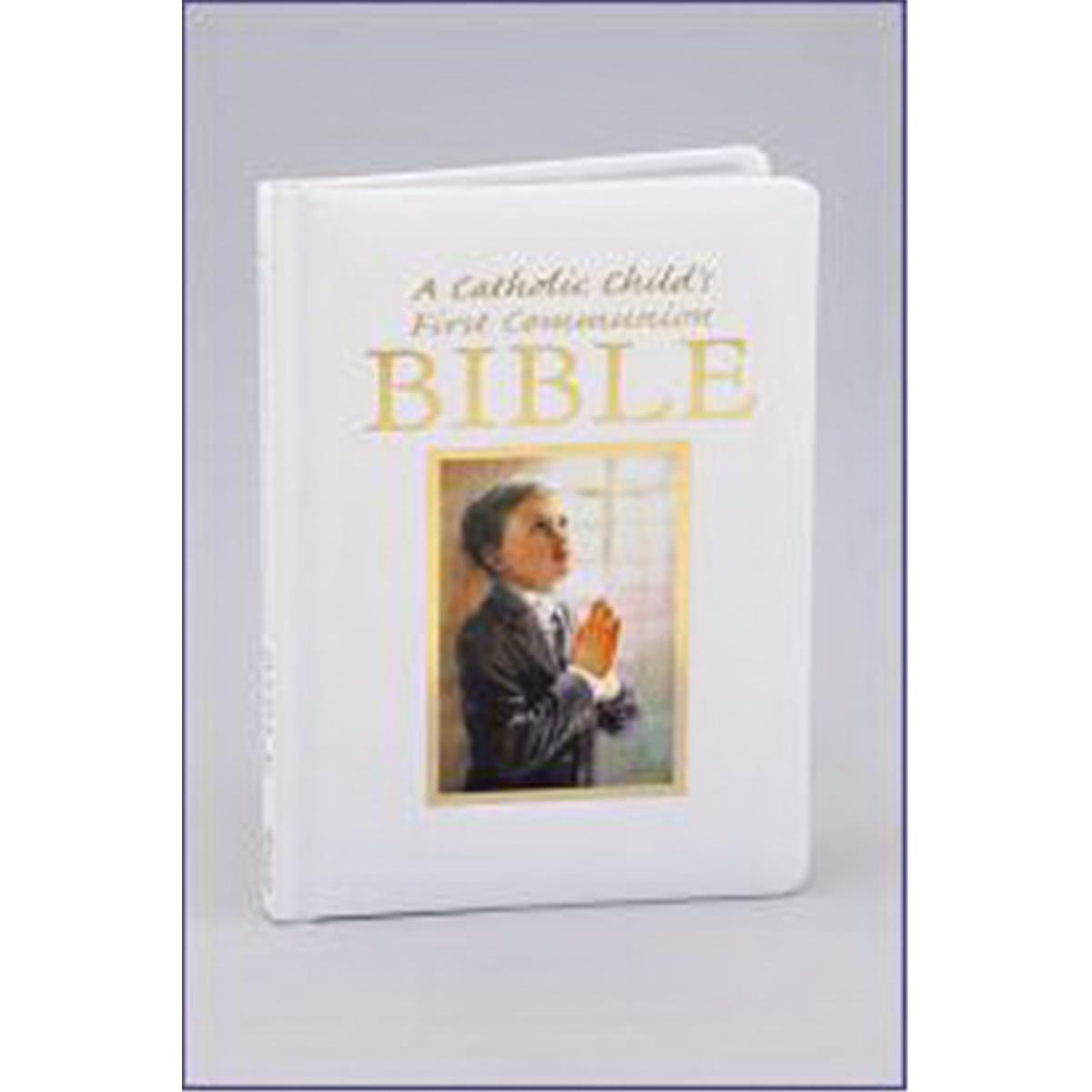 Regina Press - Catholic Book  Catholic Childs First Communion Boys Bible-White Hardcover by Hoagland Victor