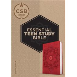 CSB Essential Teen Study Bible-Red Flower Cork Leather Touch
