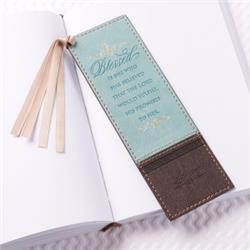 Picture of Christian Art Gifts 186565 Bookmark-Pagemarker-Blessed-Luxleather-Gray