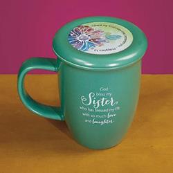 Picture of Cathedral Art-DBA Abbey Gift 077262 Mug Grace Outpoured Sister Interior with Coaster Lid&#44; Green & Light Green
