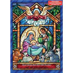 Picture of Vermont Christmas 18986X Chocolate Advent Calendar&#44; Stained Glass Nativity - 10 x 13.75 in.