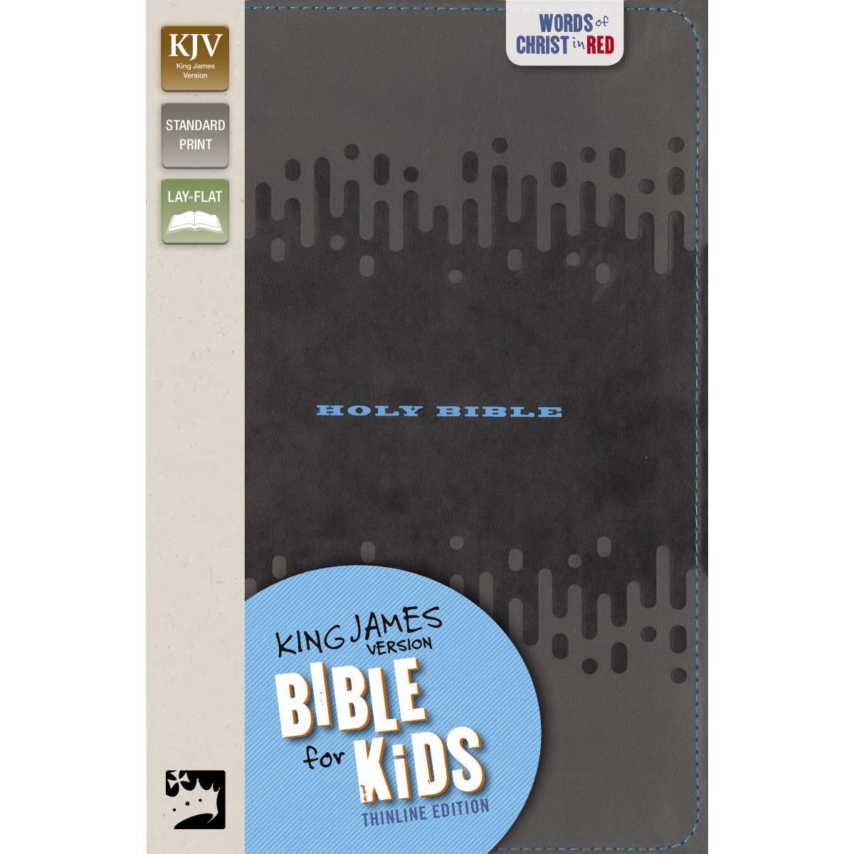 KJV Thinline Bible for Kids-Charcoal Leathersoft