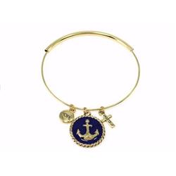 Picture of Divinity Boutique 77082 Anchor Bangle-Goldtone & Navy Bracelet