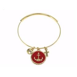 Picture of Divinity Boutique 77083 Anchor Bangle-Goldtone & Red Bracelet