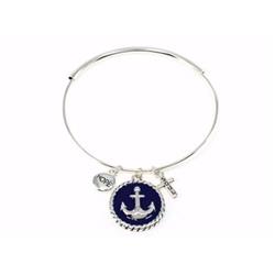 Picture of Divinity Boutique 77079 Anchor Bangle-Silvertone & Navy Bracelet