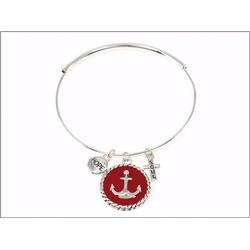 Picture of Divinity Boutique 77080 Anchor Bangle-Silvertone & Red Bracelet